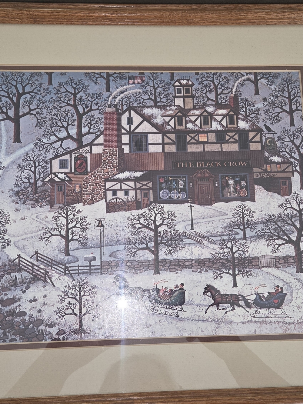 Charles Wysocki "Evening Sled Ride" Framed Art